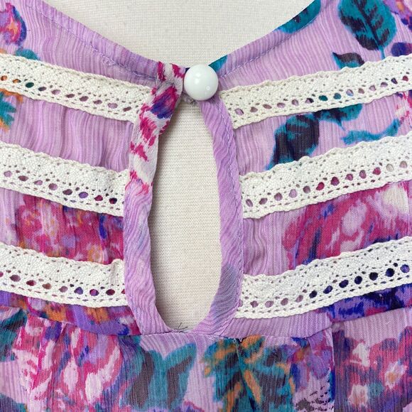 Julies Closet Lavender Chiffon Sheer Blouse Med Batwings Whimsy Fairy Boho Angel - Picture 4 of 11